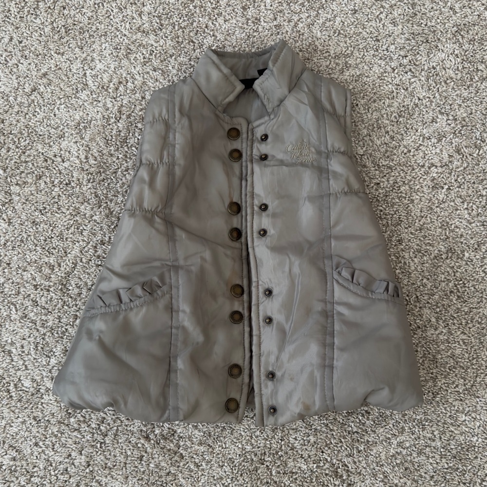 Calvin Klein Jeans toddler girl neutral olive green Puffer Vest 3T